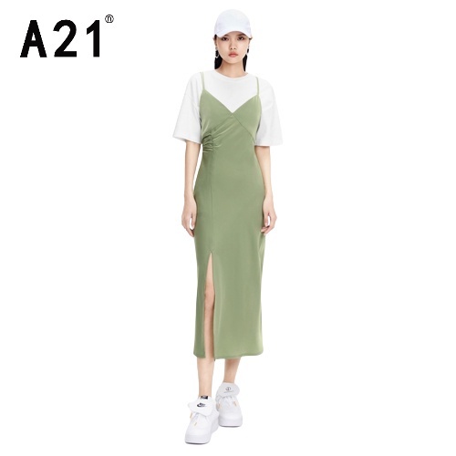 NEW - Váy đầm hai dây dáng dài xẻ tà cổ V A21