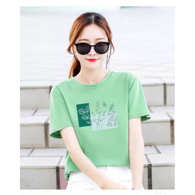 Áo thun nữ cotton hoa cỏ nhẹ nhàng nữ tính giá rẻ kiểu basic đơn giản
