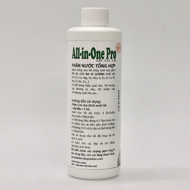 Phân Nước Hồ Thuỷ Sinh ALL IN ONE 500ml - Chai Lớn Tiết Kiệm Hơn