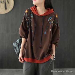 Hooded plus size sweater long sleeve loose pullover leisure women's top