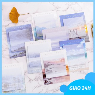 Giấy note ghi chú họa tiết phong cảnh đẹp mắt 30 tờ/xấp