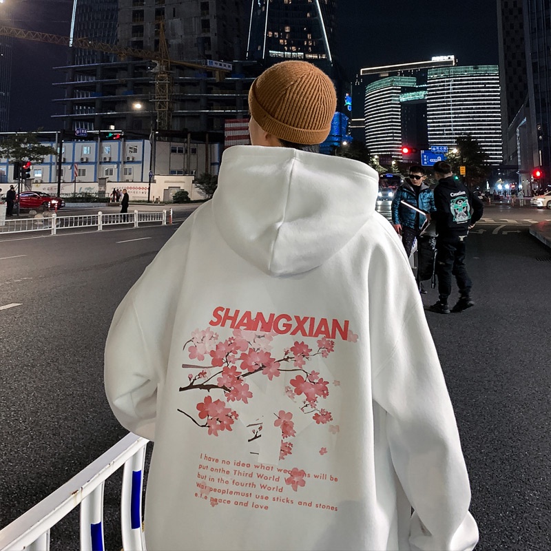 Áo hoodie tay dài dáng rộng in họa tiết thời trang mùa thu cho nam