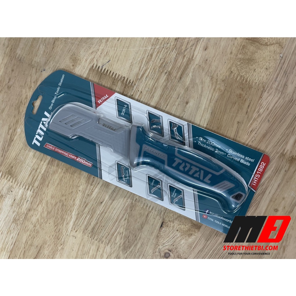 THT51882 Dao tước dây cáp lưỡi cong 200mm TOTAL