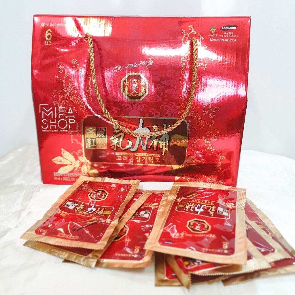 Nước Hồng Sâm 6 Năm Bio Cao Cấp Hàn Quốc Túi Xách 30 Gói X 70ml