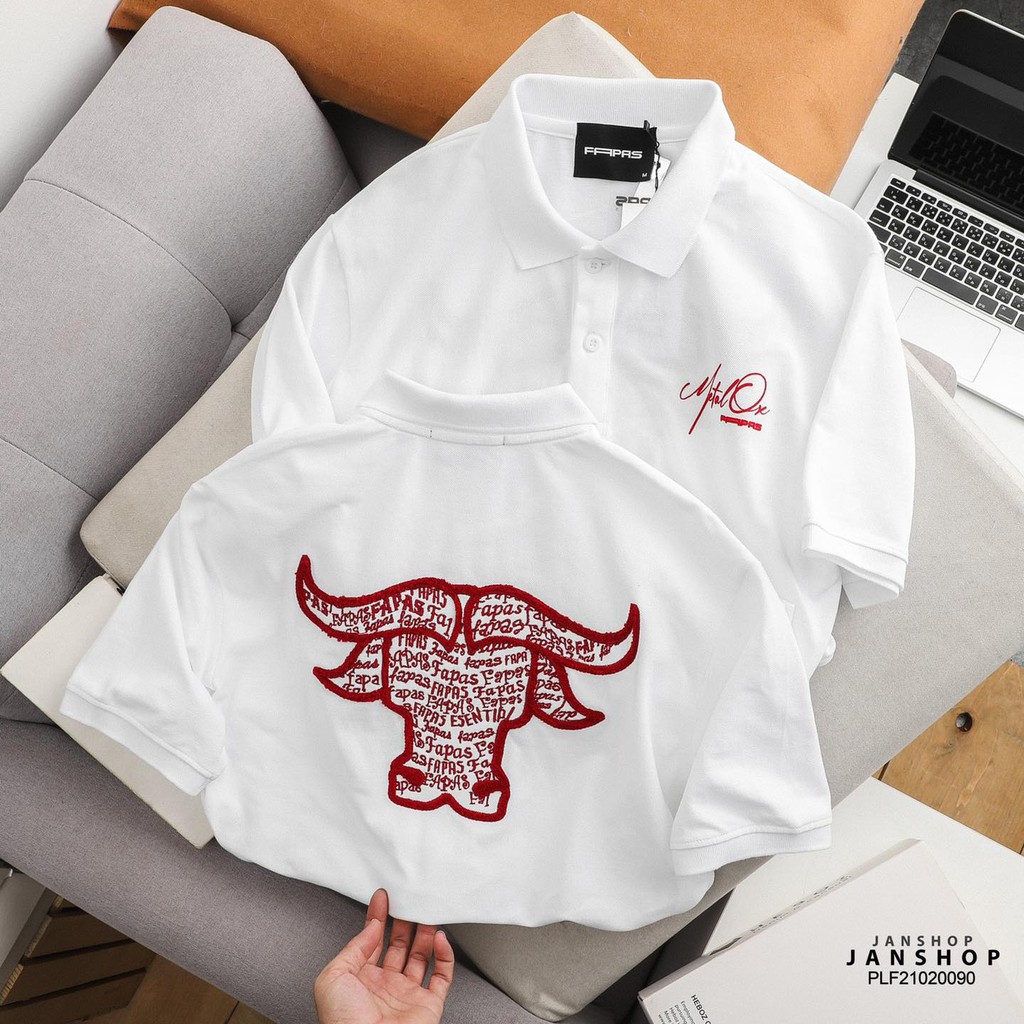 ÁO POLO FAPAS TRẮNG BUFFALO HÌNH LƯNG JANSHOP