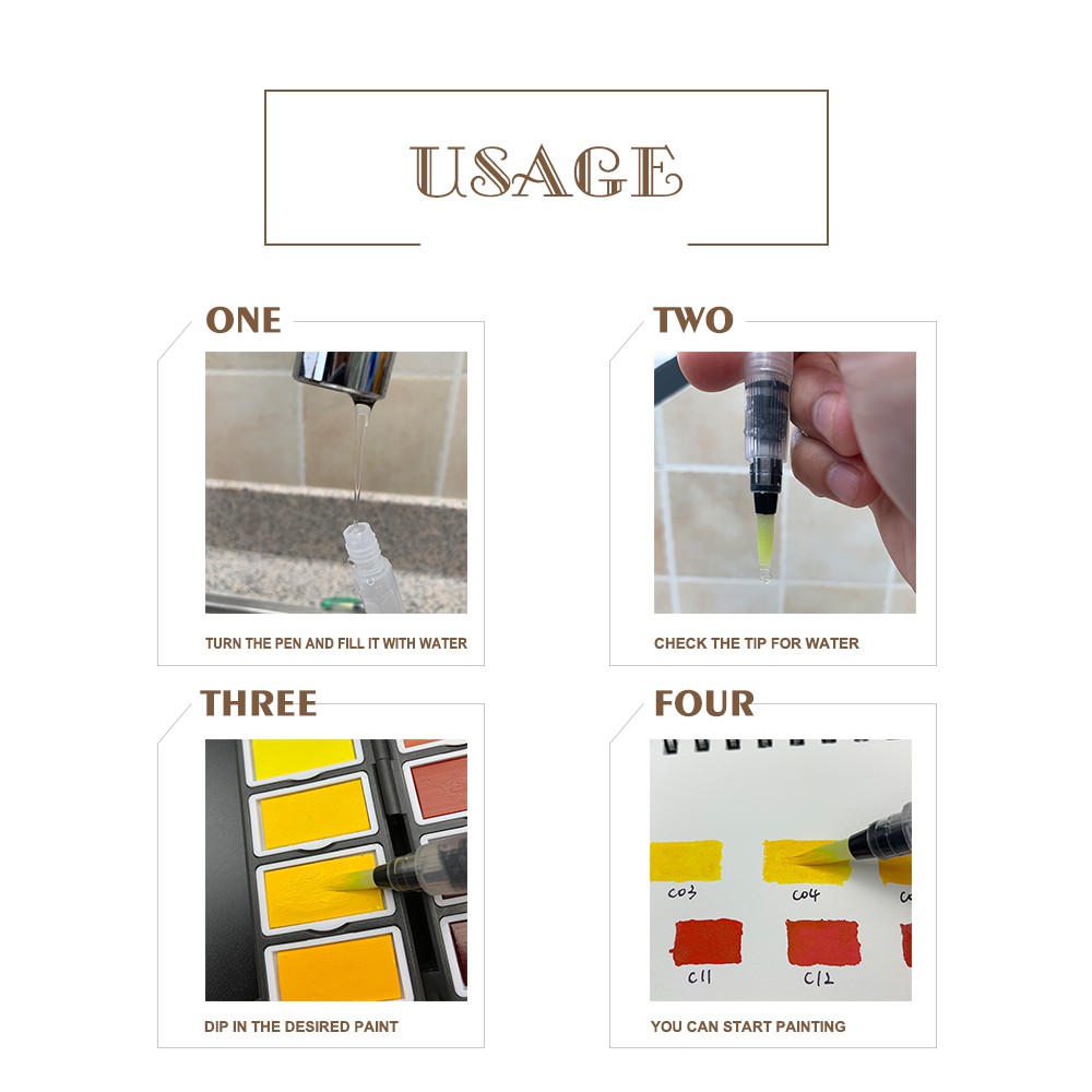 Bộ 6 Bút Cọ Rỗng Dùng Tô Màu Nước Nhiều Hình Dáng Khác Nhau Tiện Dụng SeamiArt