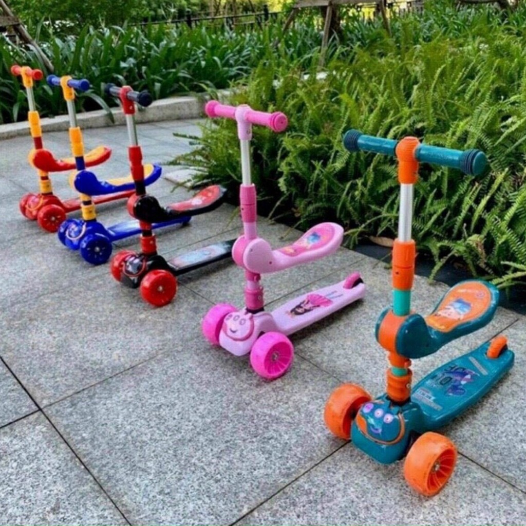 Xe Trượt Scooter 3 In 1 Mẫu mới Nhất 2021 ( Mẫu Heo Peppa Pig )