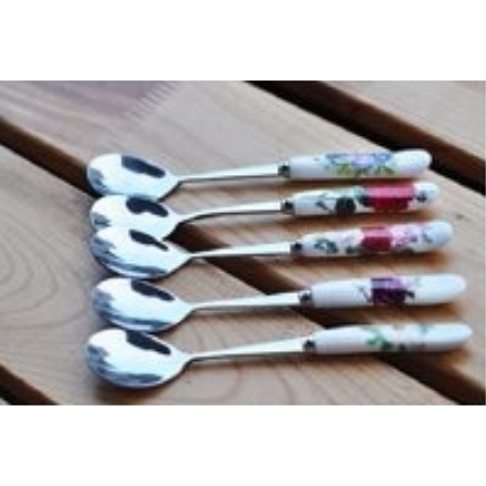 Thìa , dĩa cafe cán sứ inox