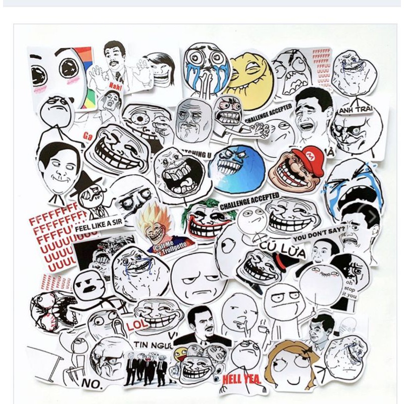 Bộ sticker 10-50 hình mặt troll meme