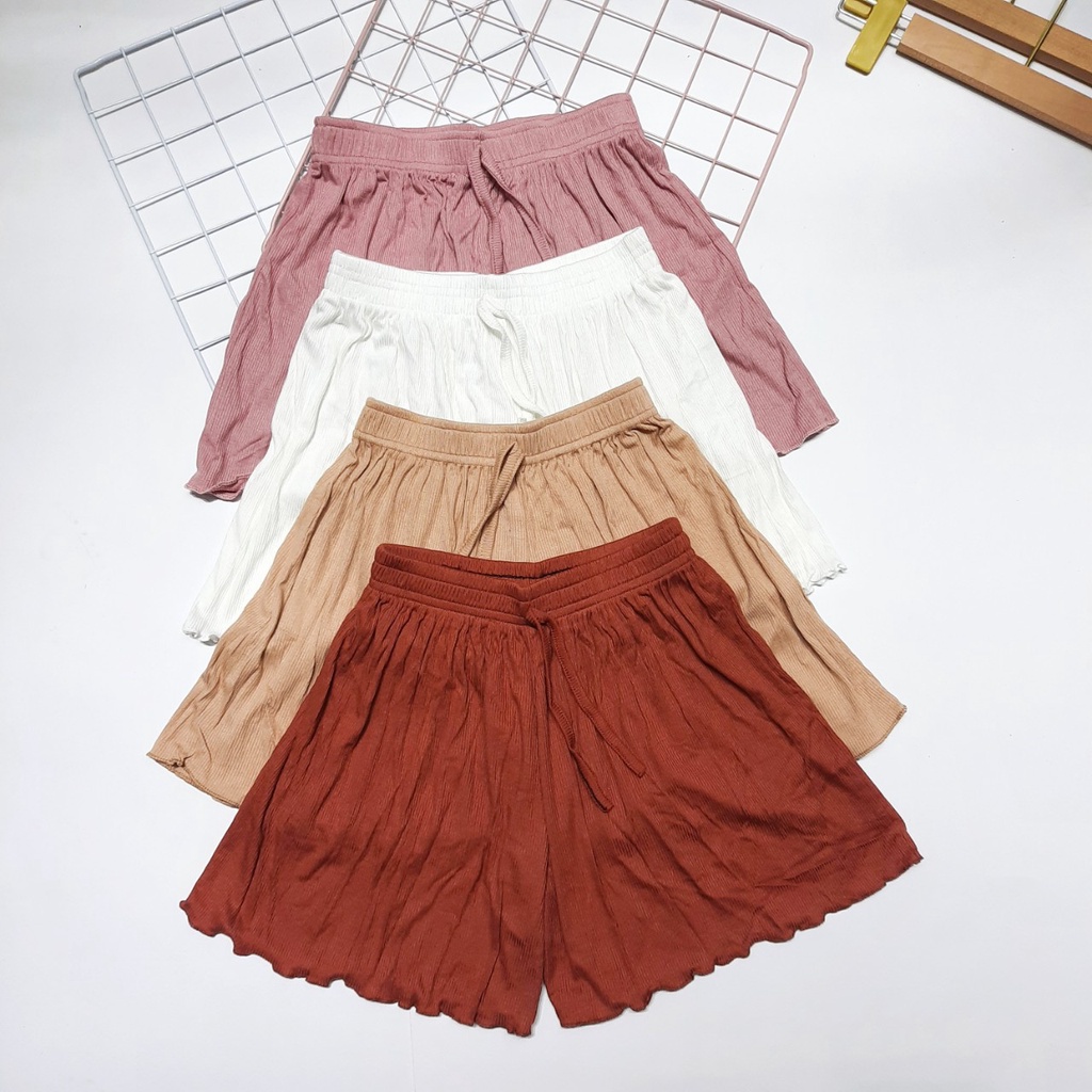 Quần đùi nữ mặc nhà đi ngủ quần short thun tăm co giãn trơn nhiều màu QDN004