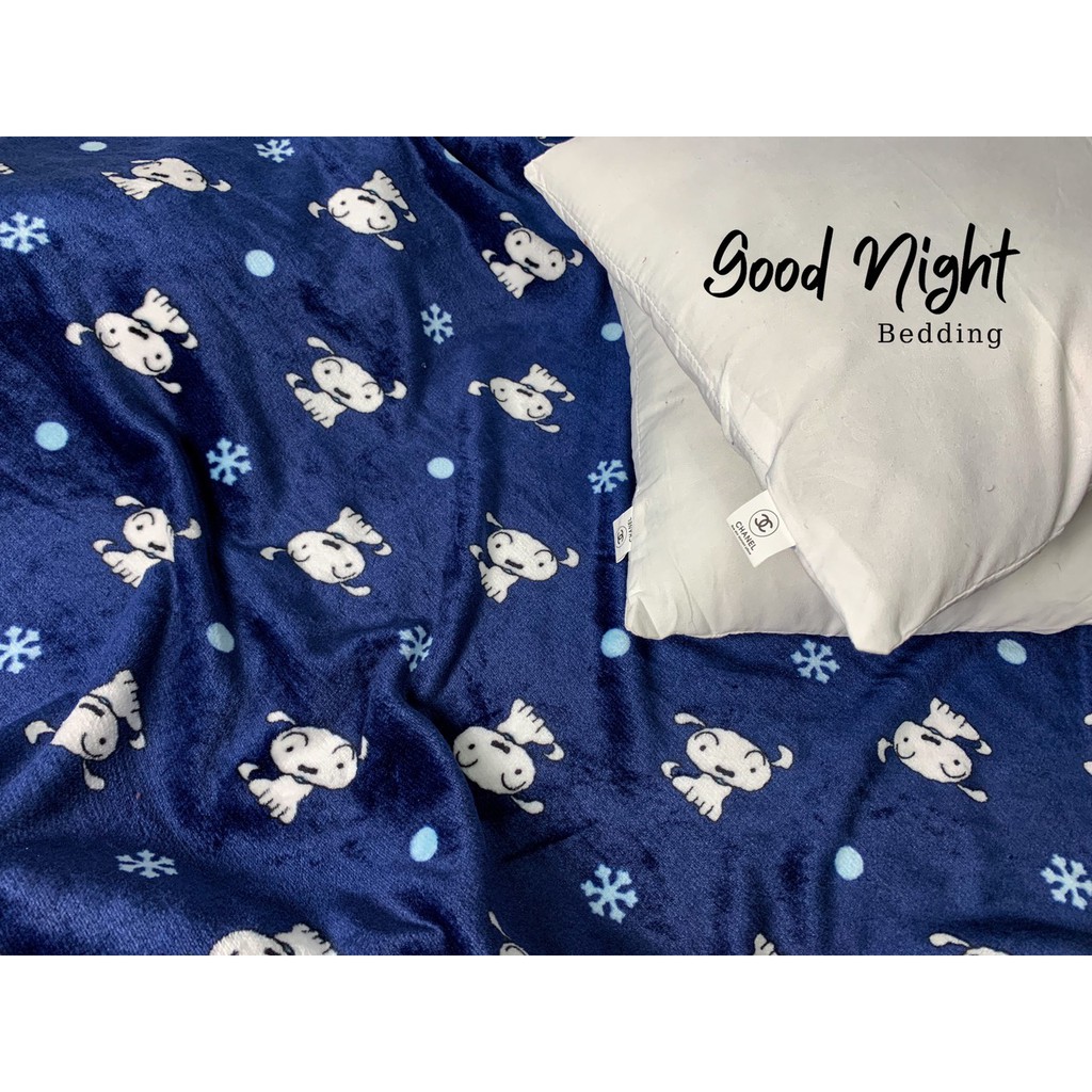 {Dành cho 2 người đắp} - Chăn mền lông tuyết Good Night bedding mịn dày đẹp -HOA