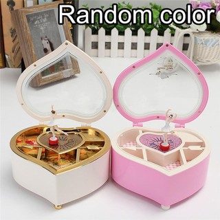 Heart Shaped Dancing Ballerina Music Box Plastic Jewellery Box For Kid Gift