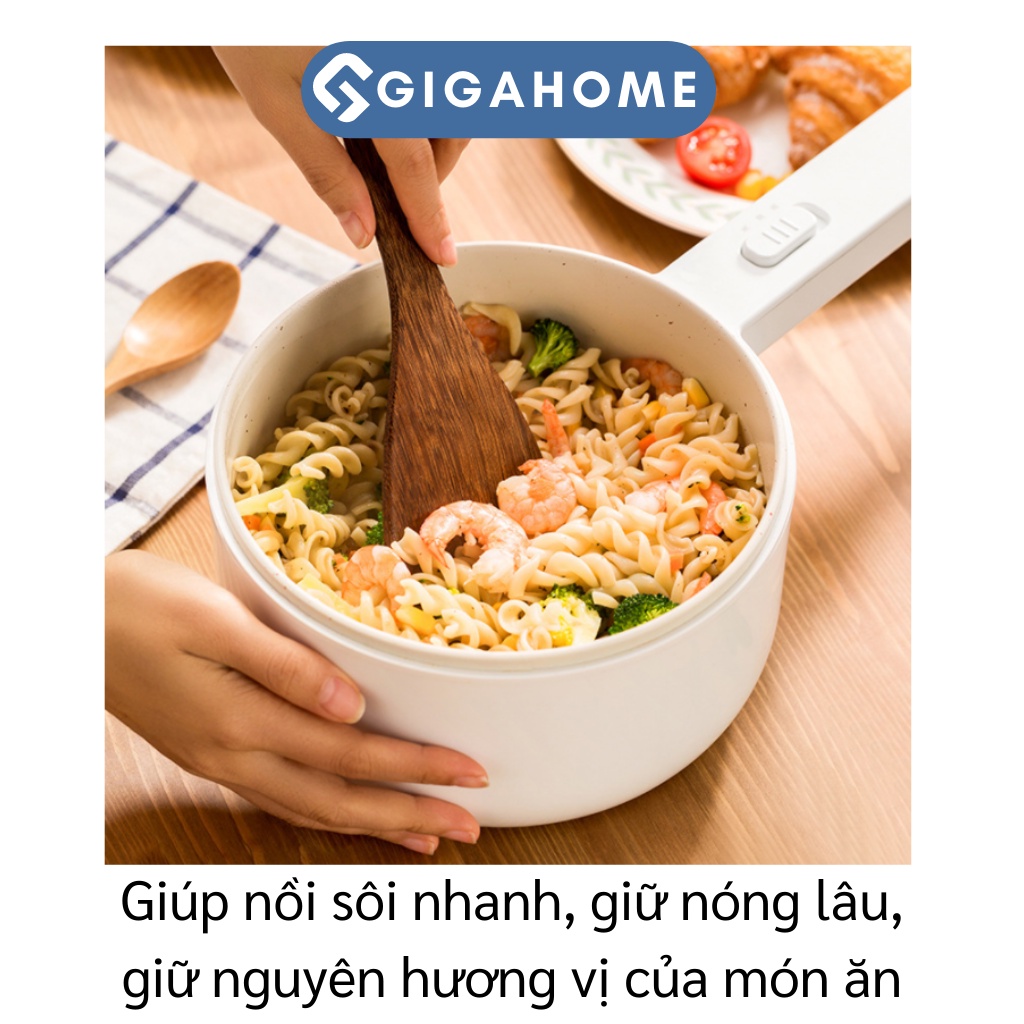 Nồi Lẩu Điện Đa Năng Nấu Mì, Chiên Xào GIGAHOME Lòng Nồi Chống Dính Dung Tích 2L 9597