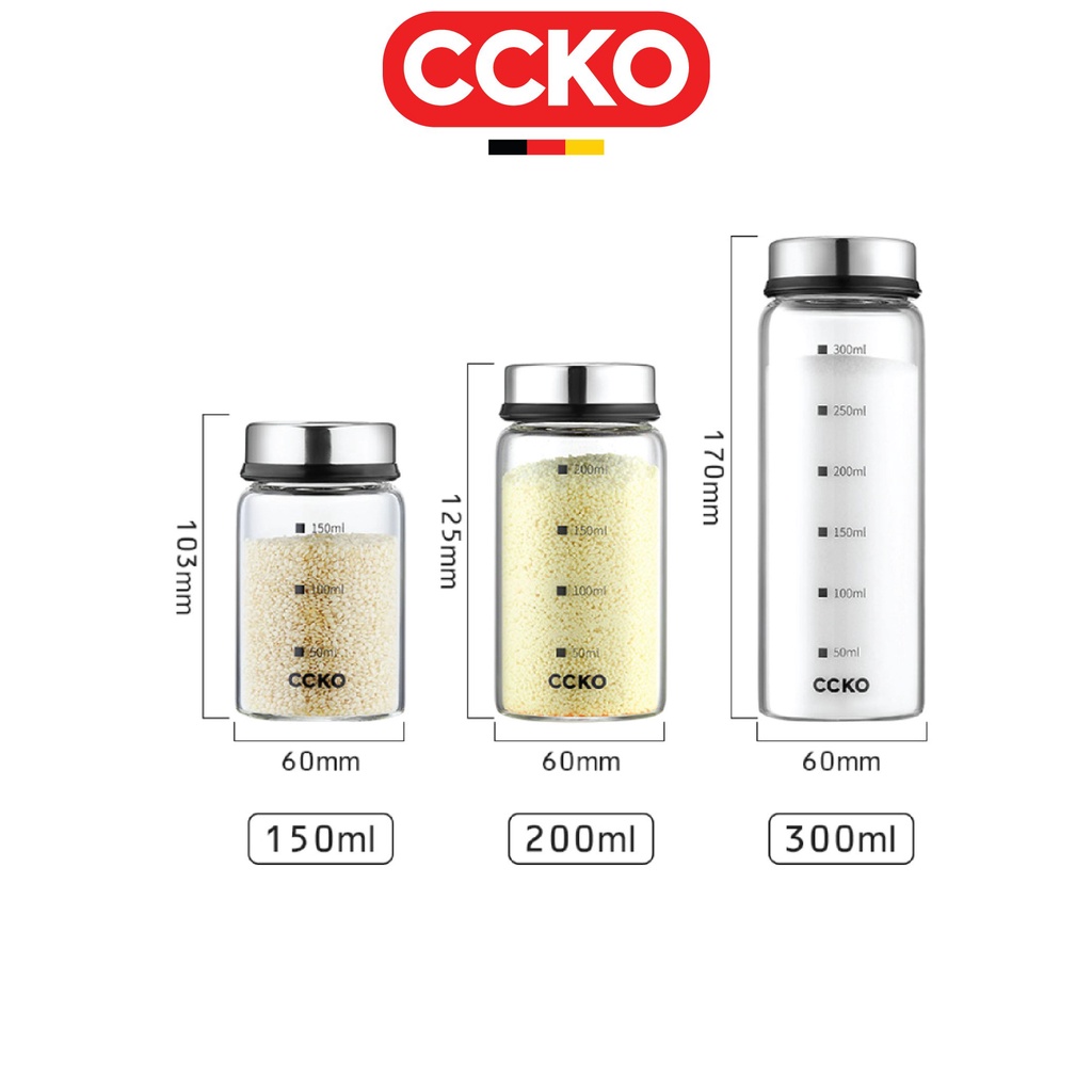 Bình đựng gia vị chất liệu thủy tinh và inox 304 cao cấp CCKO - CK9985