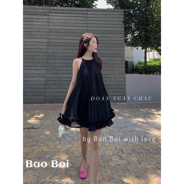 Đầm 2 dây dáng xoè đi biển đi chơi có dây cột nơ eo phong cách Hàn Quốc đáng yêu Ulzzang