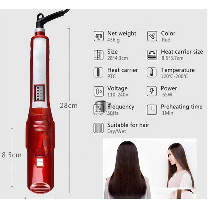 Máy duỗi tóc hơi nước Kemei với tấm duỗi gốm làm nóng nhanh tạo kiểu tóc chuyên nghiệp