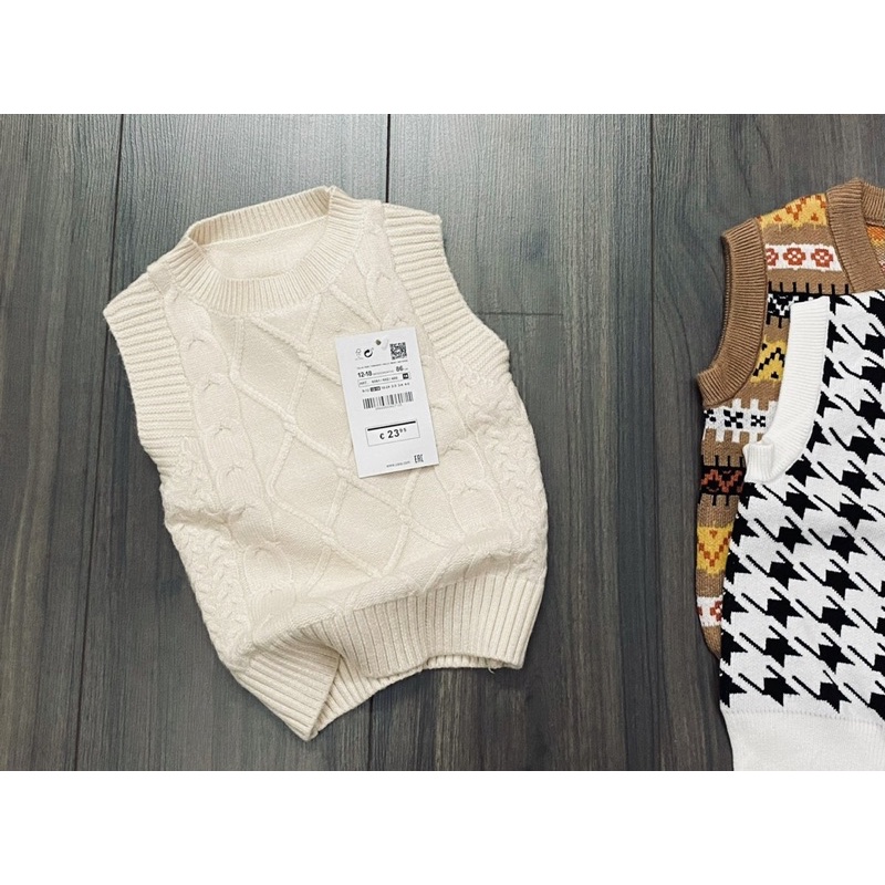 Áo gile len cho bé gái có 3 màu size từ 10-22 cân