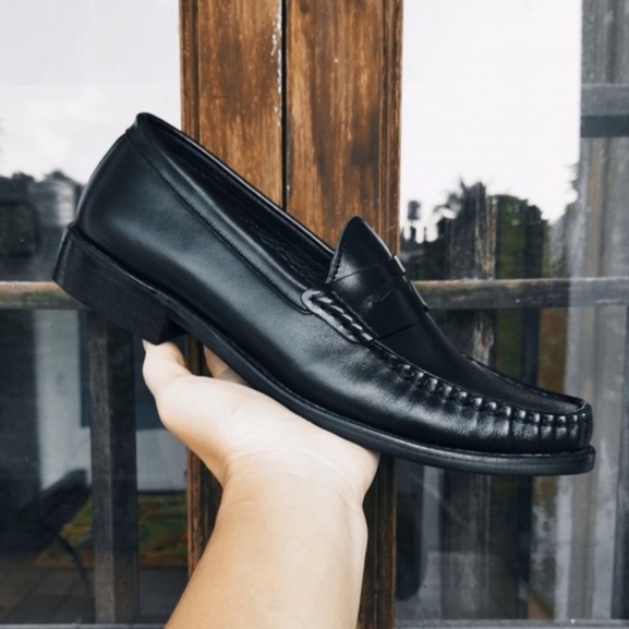 Giày Lười Da Bò Thật Nguyên Tấm, Penny Loafer Nam Đế Gỗ Cao Cấp LF-01