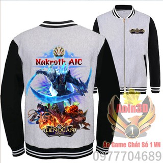 Áo Liên Quân Nakroth AIC - Áo bóng chày nỉ xám tay đen