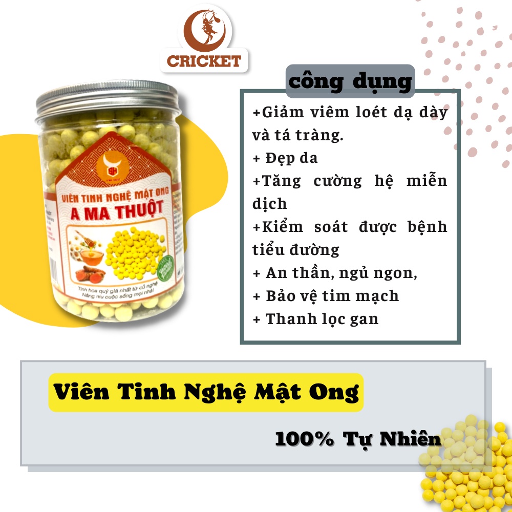 Viên tinh bột nghệ mật ong A Ma Thuộc Hũ 500g - Viên nghệ nguyên chất và mật ong tự nhiên- CRICKET