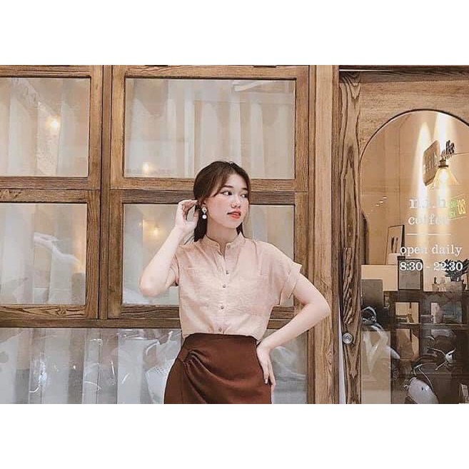 Áo sơ mi đũi cổ tàu