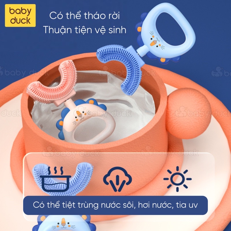 Bàn chải chữ u siêu cao cấp 2000 sợi lông chải hình quả bơ và sư tử