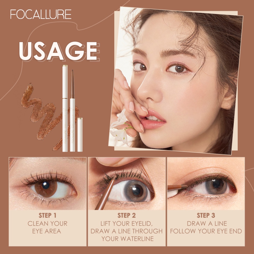 Bút chì kẻ mắt FOCALLURE đầu mảnh 1.7mm chống thấm nước lâu trôi 1g