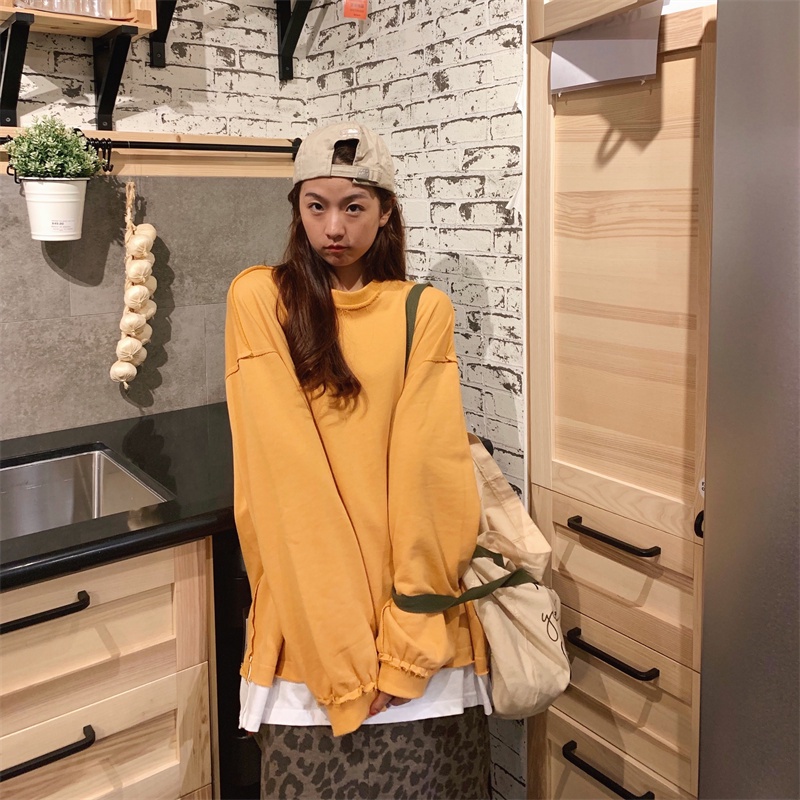 【ZHELIHANGFEI】Áo Thun Tay Dài Giả Hai Lớp Thời Trang Cá Tính