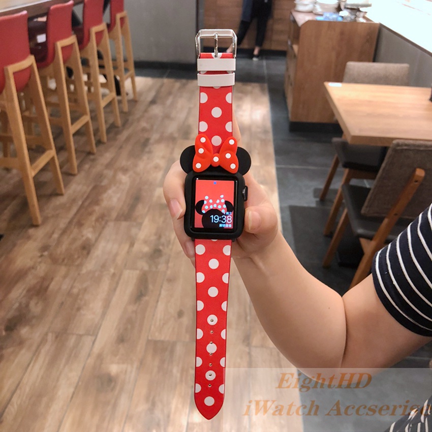 Khung Bảo Vệ Đồng Hồ Apple Watch Series 6 SE 5 4 3 2 1 Hình Chuột Minnie 38mm 42mm 40mm 44mm Tiện Dụng