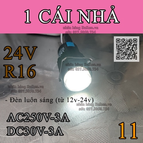 Nút nhấn có đèn 24V GIỮ/NHẢ LA16 AC250V/3A DC30V/3A