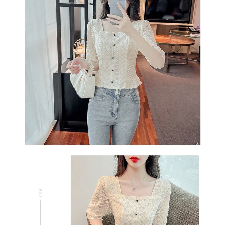Áo Sơ Mi Ren In Họa Tiết Phong Cách Phương Tây Thời Trang Mùa Hè Dành Cho Nữ