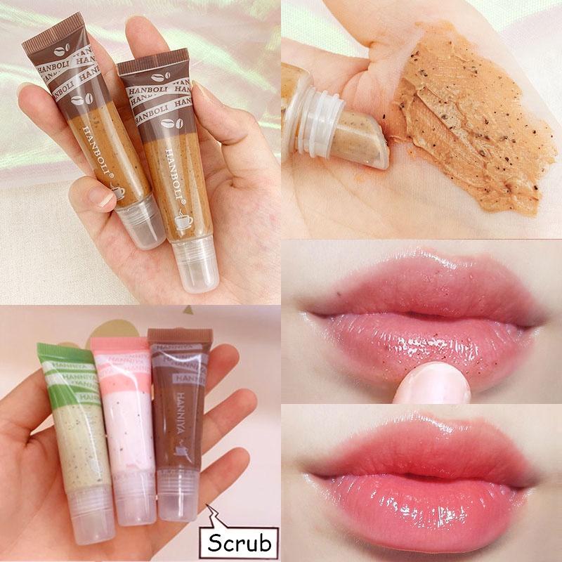 Tẩy Tế Bào Chết Chiết Xuất Bơ/Đào/Cà Phê Dưỡng Ẩm Làm Mịn Môi Hanboli