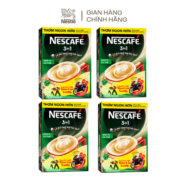 Combo 4 hộp Nescafé 3in1 cà phê rang xay hòa tan đậm vị cà phê (Hộp 20 gói x 17g)