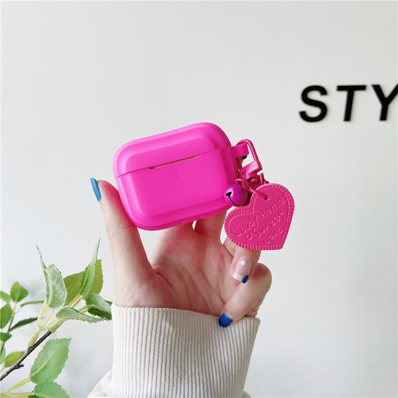 Vỏ bọc tpu mềm bảo vệ hộp sạc tai nghe Airpods 1/2/Pro đính đá họa tiết trái tim xinh xắn