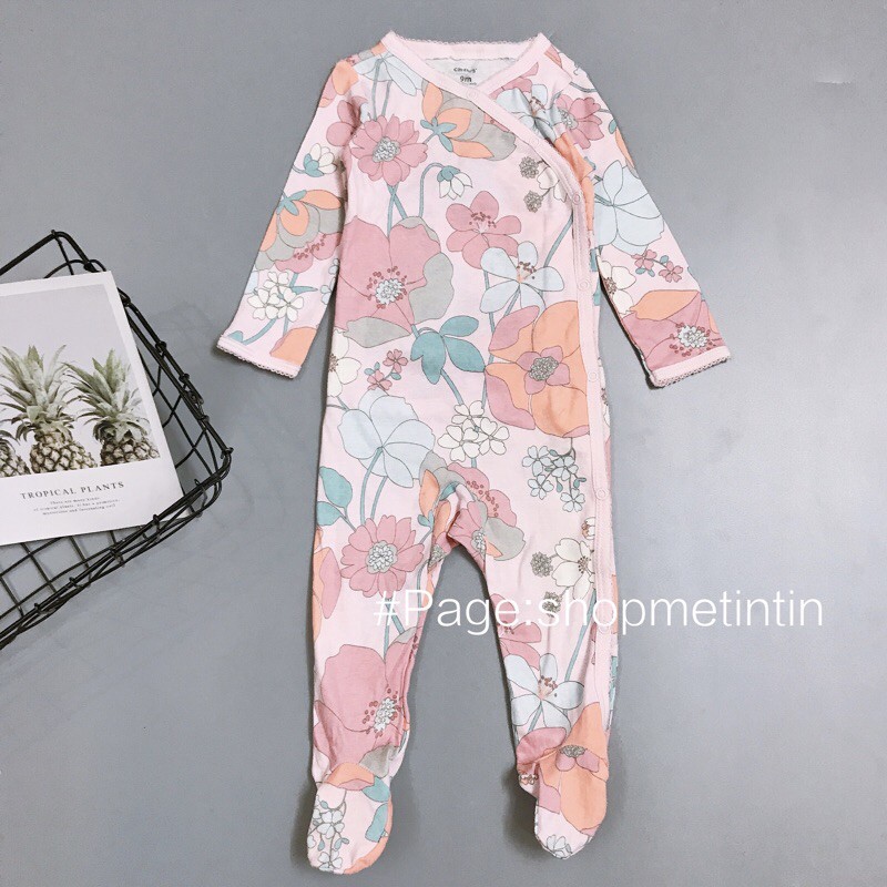 [Hàng lỗi]Body liền tất cotton cho bé (hoa,cài.chéo 3,6,9m)
