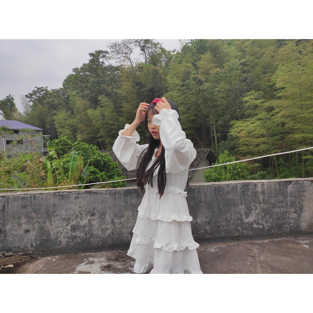 Đầm tầng trắng / đen dễ thương - D36