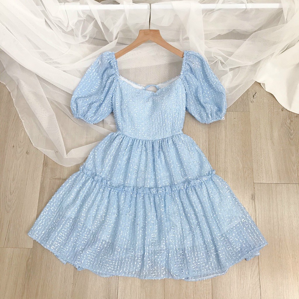 [Freeship+ Hoàn xu] Đầm xòe nhũ cột nơ sau tay phồng | BigBuy360 - bigbuy360.vn