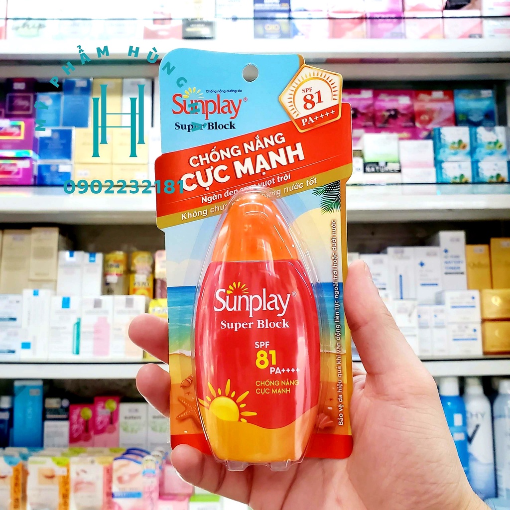 Kem chống nắng Sunplay, chống nắng toàn thân cực mạnh, không chứa cồn, kháng nước Super Block SPF 81 70g