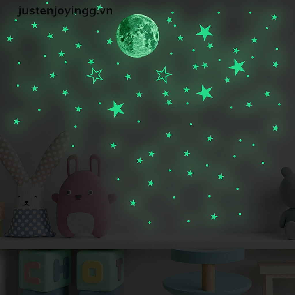 Set 127 Sticker Dán Tường Hình Ngôi Sao Và Mặt Trăng Phản Quang Độc Đáo