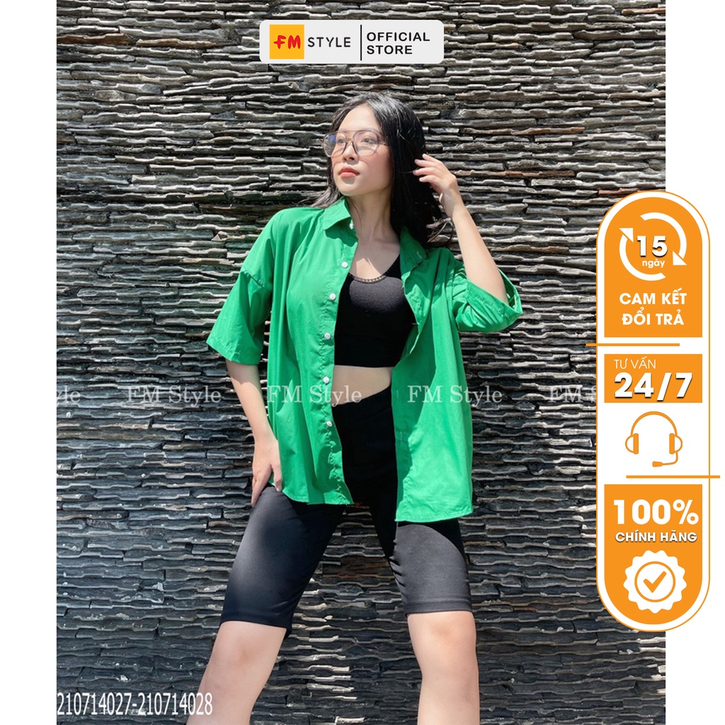 Áo sơ mi nữ tay ngắn FM Style form ôm basic mang đi học đi làm phong cách Ulzzang thời trang 220211001