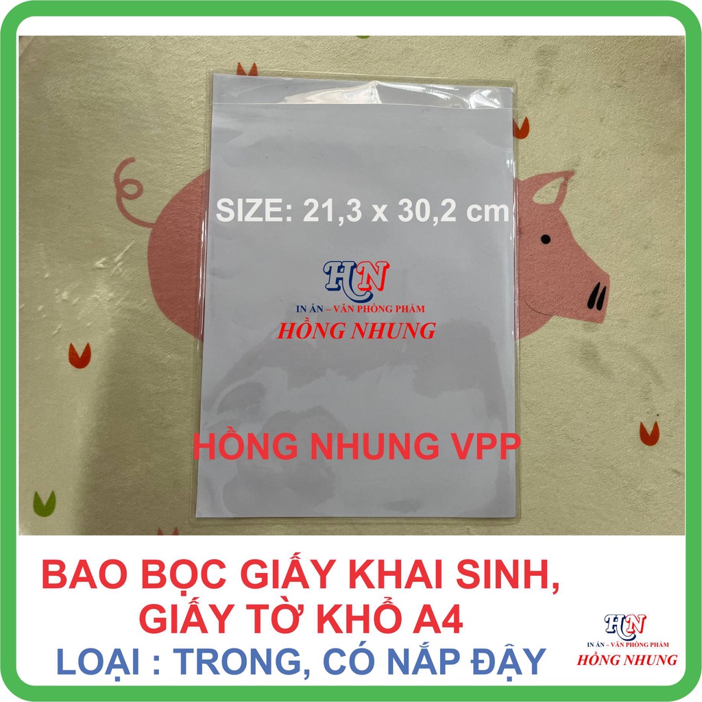 SÉT 3 CÁI - Bao Bọc Giấy Đăng Ký Kết Hôn, Giấy Khai Sinh Và Giấy Tờ Khổ A4 - Loại trắng trong, có nắp đậy