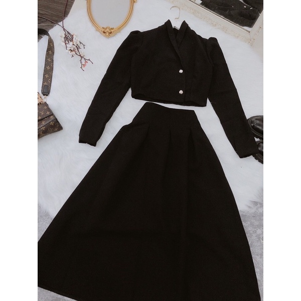 Set Áo Vest chân váy + Vest  Hàn Quốc lịch lãm - Nữ  - Màu Đen size S M L | BigBuy360 - bigbuy360.vn
