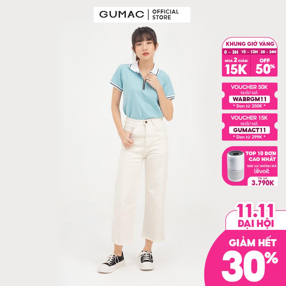 [Mã WABRGM11 giảm 10% đơn 250K] Áo thun polo nữ phối dây kéo GUMAC năng động cá tính ATB705 | BigBuy360 - bigbuy360.vn