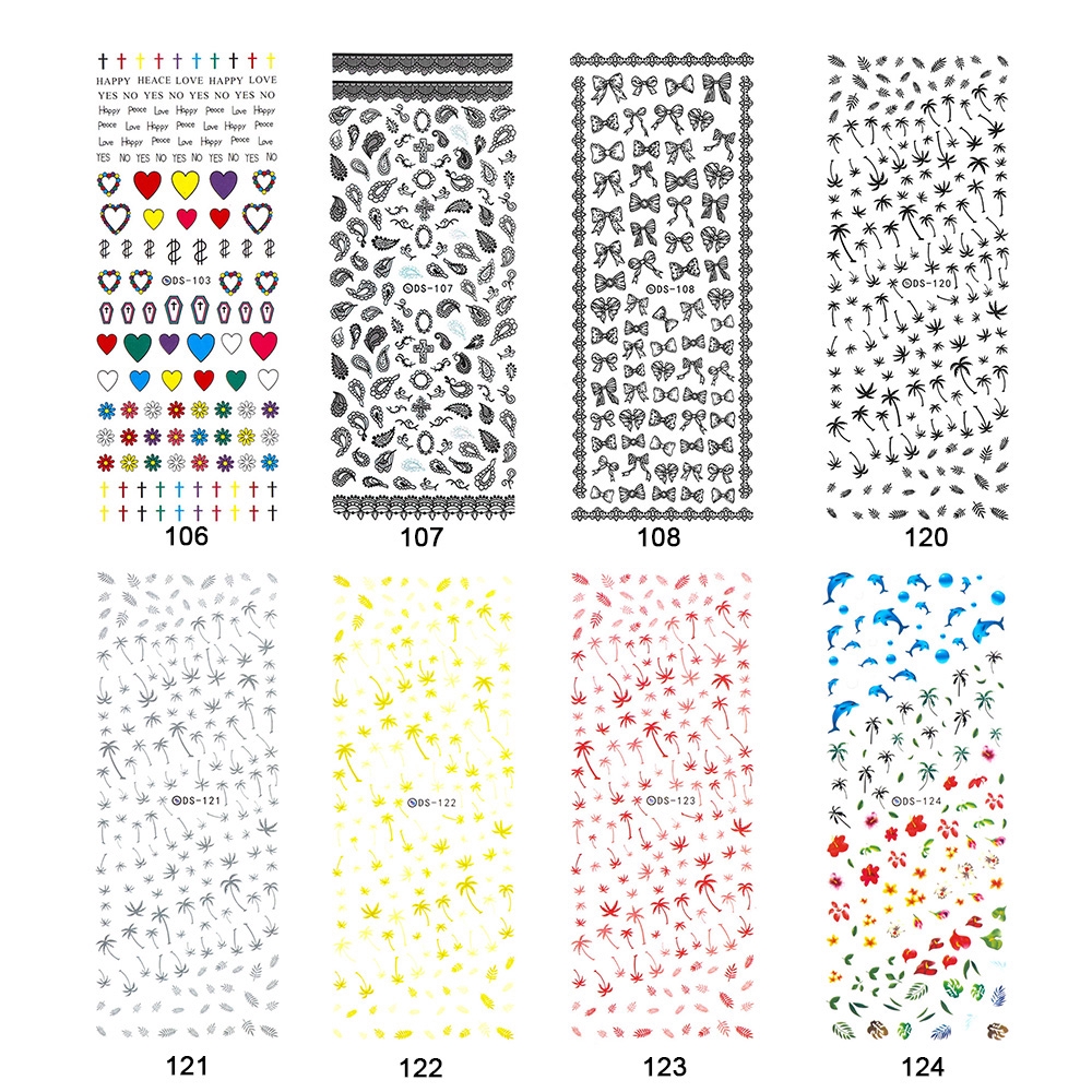 [Hàng mới về] Miếng dán trang trí móng tay 3D phong cách nhiệt đới cho nữ