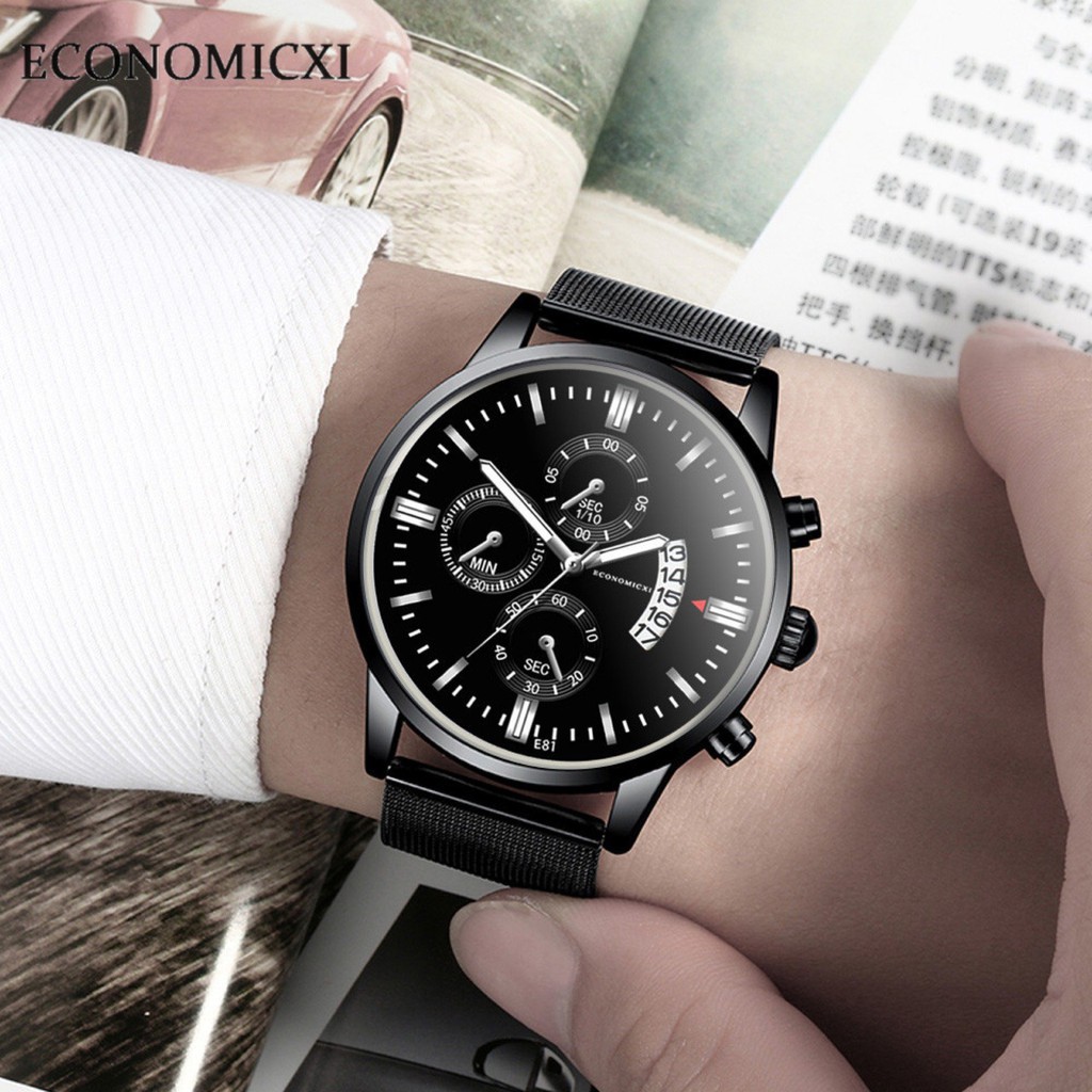 Đồng Hồ Nam Cao Cấp Dây Lụa Cao Cấp, Mặt Kính Chống Xước, Khung Thép Không Gỉ, Chạy 3 Kim Và Lịch Ngày | BigBuy360 - bigbuy360.vn