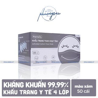 Khẩu trang than hoạt tính 4 lớp Pharmacity (50 cái/hộp)