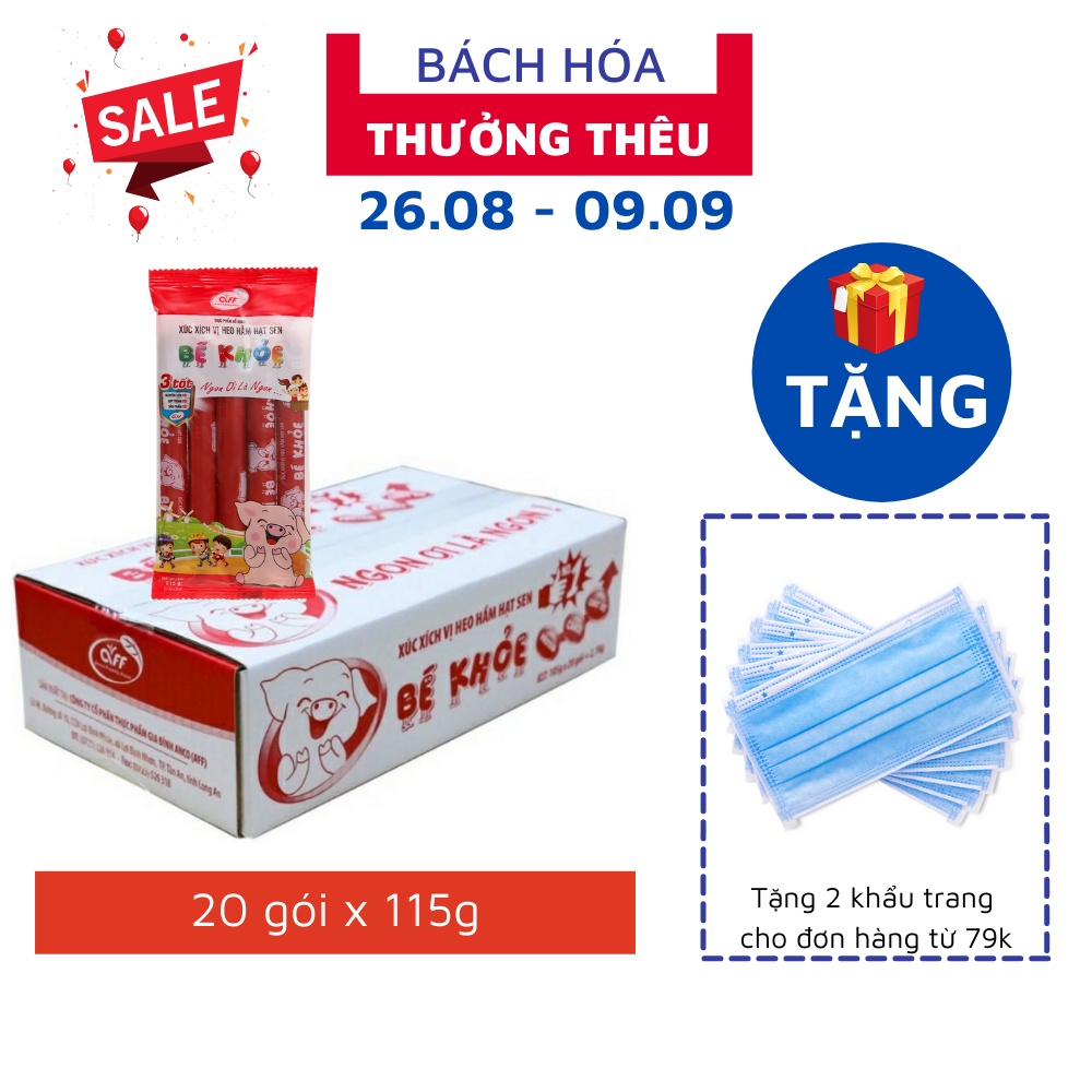 SỈ 1 thùng 20 gói xúc xích bé khỏe 5 chiếc x 20 gói x 115g