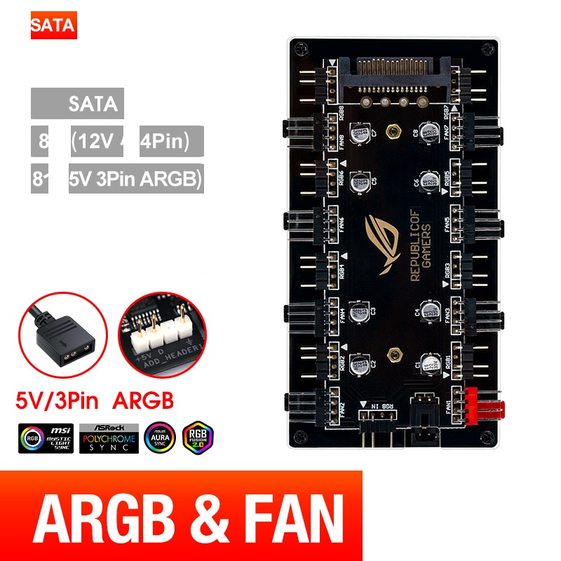 Thẻ chuyển đổi nguồn sata sang ARGB led