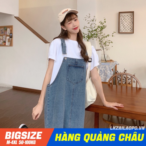 Đầm yếm ⚡️𝐁𝐈𝐆𝐒𝐈𝐙𝐄⚡️ Váy nữ dáng suông chữ a mùa hè Phong cách Hàn Quốc Thời Trang sang chảnh cá tính xinh đẹp quảng châu cao cấp