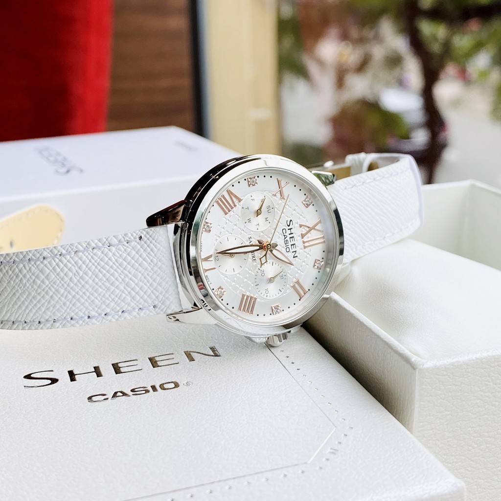 Đồng hồ nữ dây da chính hãng Casio SHEEN SHE-3511L-7AUDR